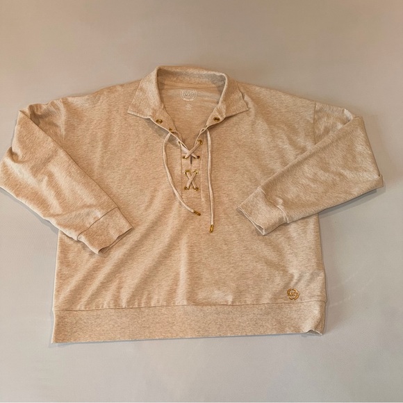 MICHAEL Michael Kors Sweaters - Michael Kors Lace Up Sweatshirt Beige Pullover - 
Size L